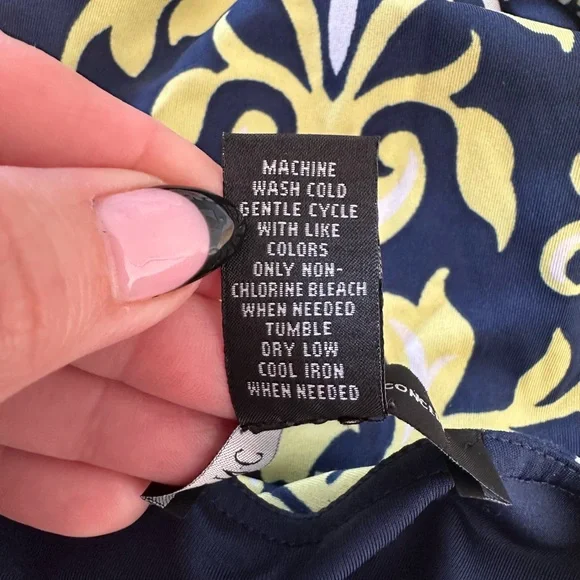 INC International Concepts Navy & Yellow Printed Shift Dress Size XS - Picture 6 of 6